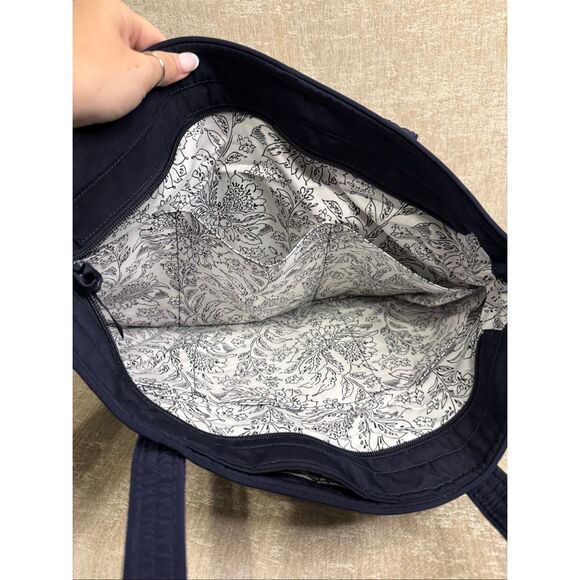 Vera Bradley Womens Quilted Monogrammed Travel Backpack & Tote Bag Set Navy Blue main image 5